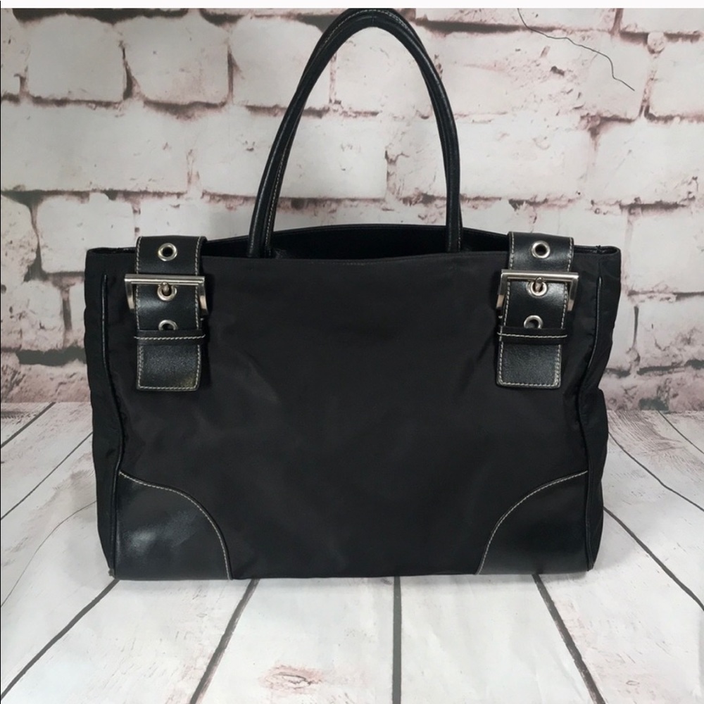 PRADA Buckled Leather and Nylon Tote!